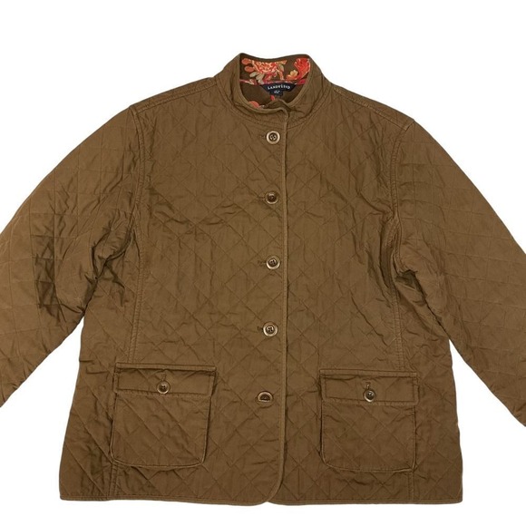 Lands' End Thermolite Reversible Barn Quilted Jacket Brown Floral Print Size‎ L - Picture 7 of 16